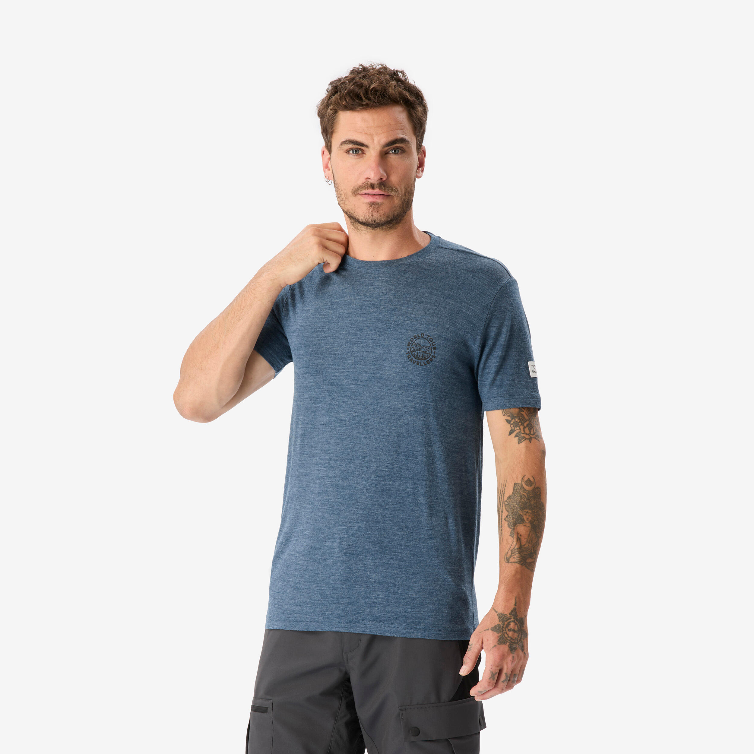 T-shirt de longue randonnée en laine mérinos homme, Merino&nbsp;Fresh